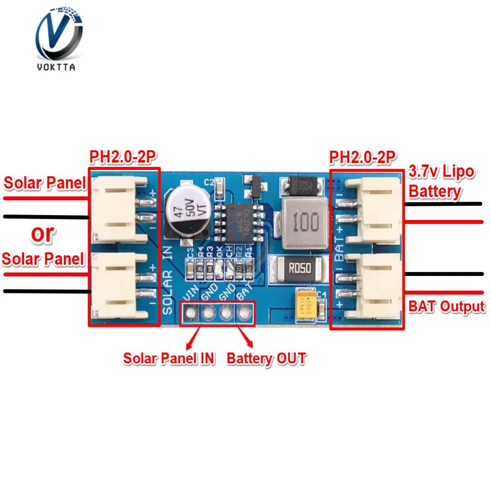 CN3791 MPPT Solar Panel Charge Controller Board 3.7V 4.2V 2A 1 Cell Lithium Battery Charge Module 6V 9V 12V 2-Pin JST Connector