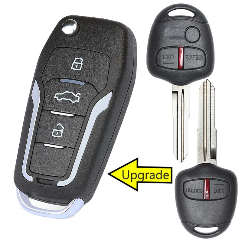 KEYECU 433MHz ID46 G8D576MA OUCG8D-576M-A Upgraded Flip 2 3 Button Remote Key Fob for Mitsubishi Lancer CJ Sedan Hatch Wago ASX