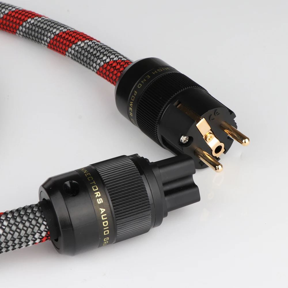كابل طاقة HI End سلك طاقة الاتحاد الأوروبي مع قابس أوروبي مطلي بالذهب لمكبر الصوت ومشغل HIFI Audiophile خط طاقة التيار المتردد الأوروبي