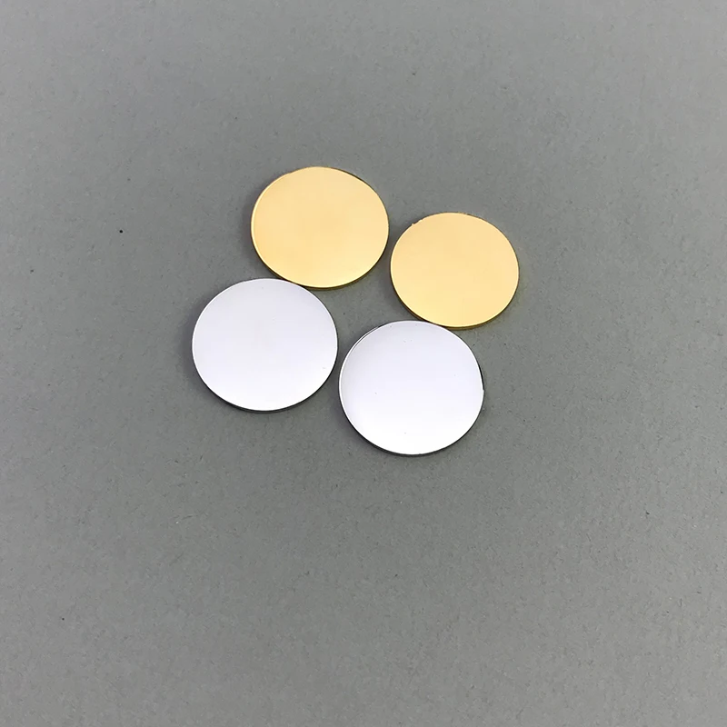 30pcs 6mm 8mm 10mm 14mm 15mm 20mm  25mm 30mm  38mm- Laser Engraved Round Disc Logo Disc Stainless Steel Round Charm without hole