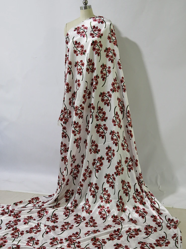 By Meter Blumen-Satin-Stoff, glänzend, weich, Schal, Hemd, Nachtwäsche, Material Charmeuse – Detail 28