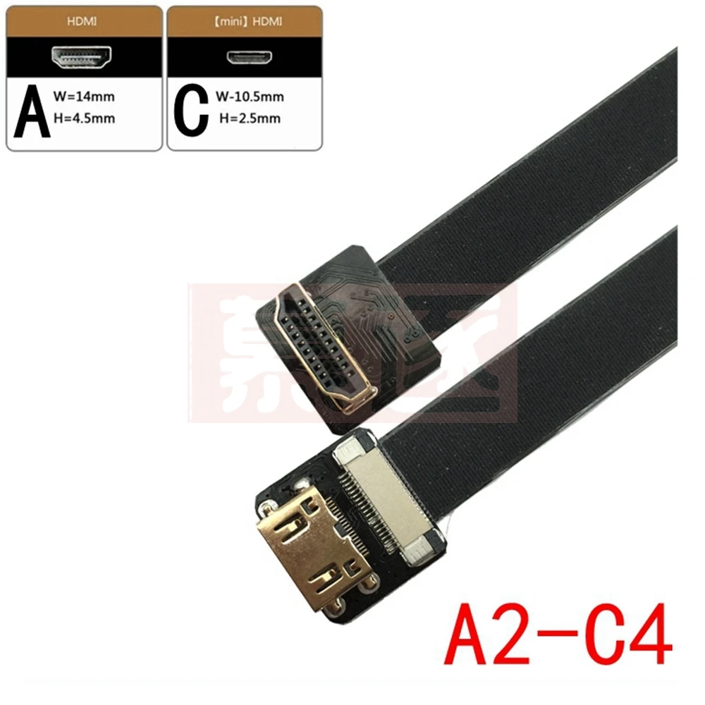 5cm-100cm FPCリボンフラットHDMI互換ケーブルピッチ20ピンオスコネクタFPV HD - Mini HDTV 90度アダプター