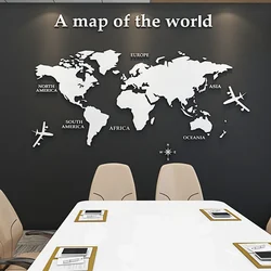 3D Acrylic Wall Stickers European Type World Map TV Background Living Room Bedroom Office Home Wall Decal Map Wall Sticker
