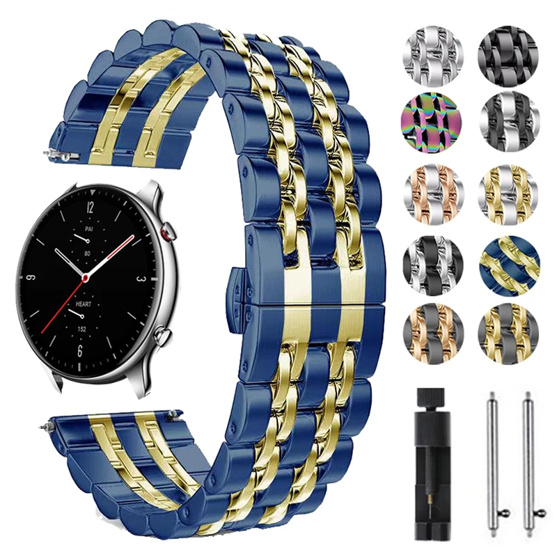 Stainless steel Strap For Xiaomi Huami Amazfit GTR 2 47mm 42mm Bracelet Band for Amazfit Stratos 3 GTS Bip S 20mm 22mm Watchband