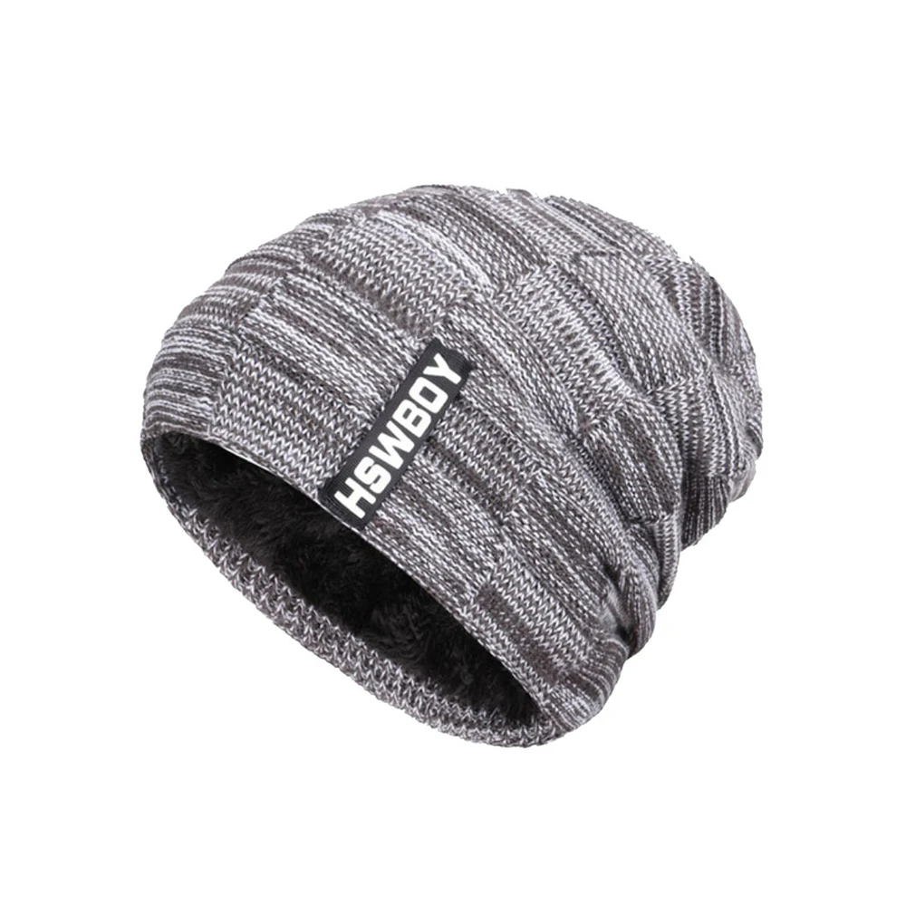 

Autumn winter men's plus velvet knitted hat headband warm fleece hat fashion personality elastic soft wild ear protection