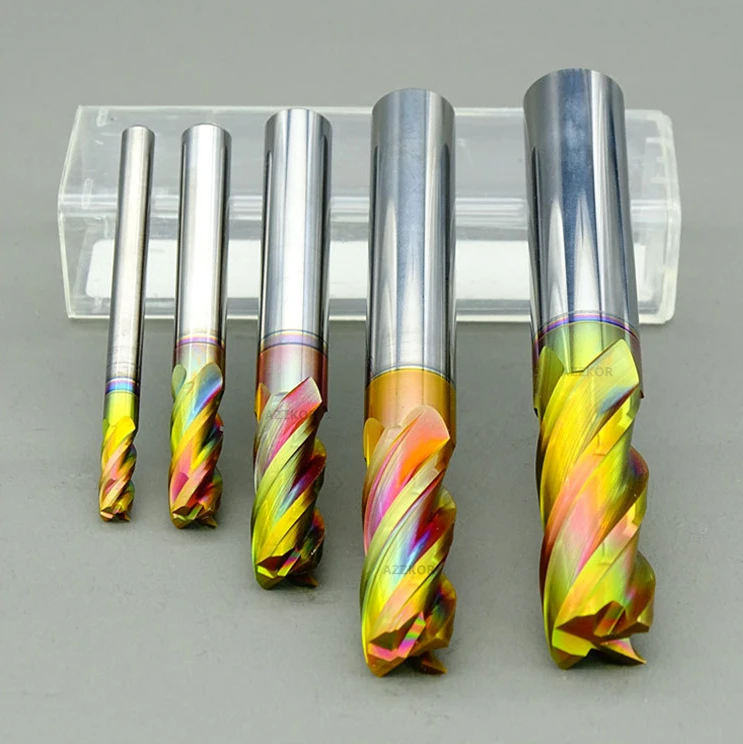 Milling Cutter Cutting Stainless Steel Alloy Coating Tungsten Steel Tool Cnc Maching Hrc80 Endmill Azzkor Top Kit Milling Tools