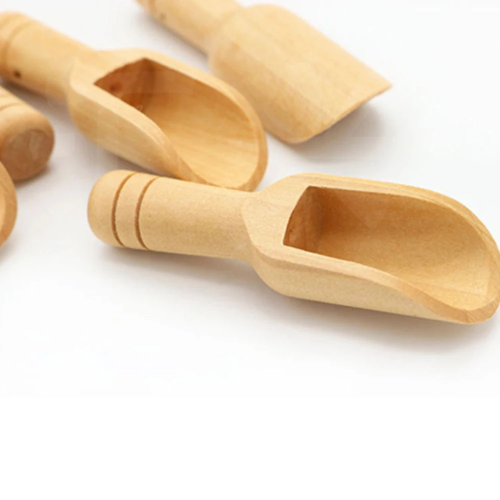 3Pcs Wood Herb Powder Spoon Rice Spice Salt Sugar Flour Scoops Spoon Wooden Kitchen Cooking Baking Tools