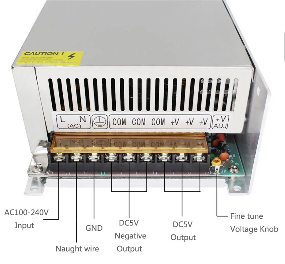 Transformador de fuente de alimentación con interruptor Led DC5V 2A 5A 6A 8A 10A 12A 15A 20A 30A 40A 60A, adaptador de controlador de energía Led de