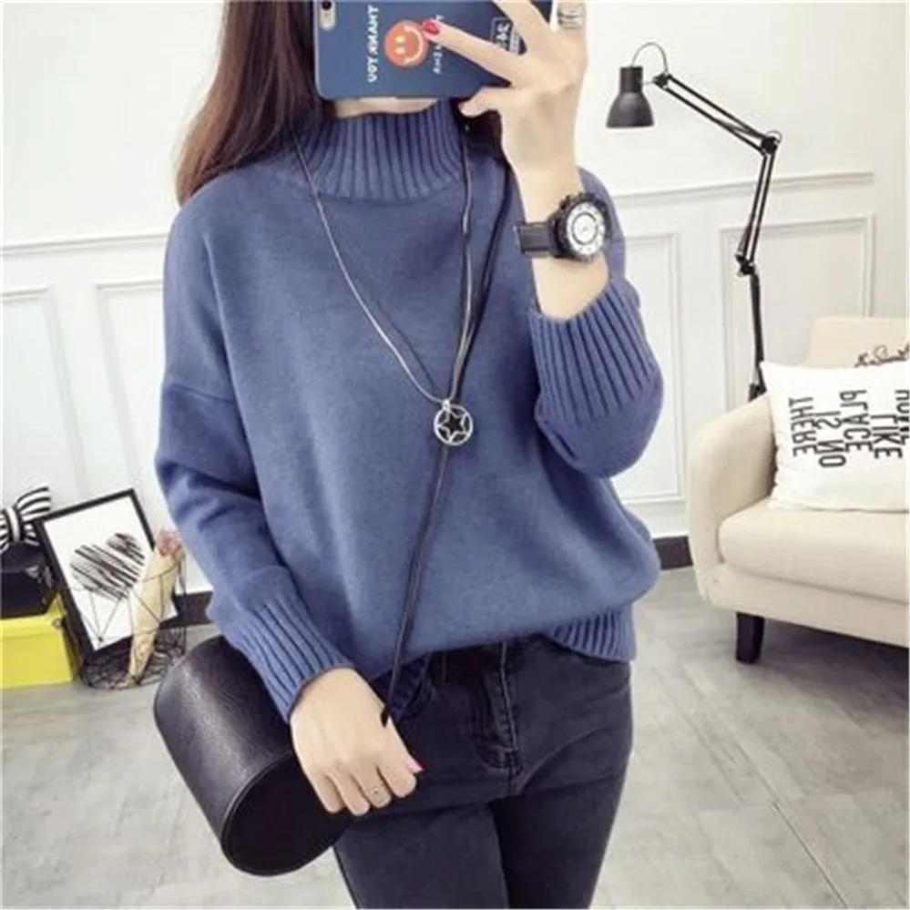 Fashion Cashmere Turtleneck Sweater Women 2024 Autumn Winter Pullover Jumper Pull Femme Streetwear Casual Knitted Sweater PZ3455