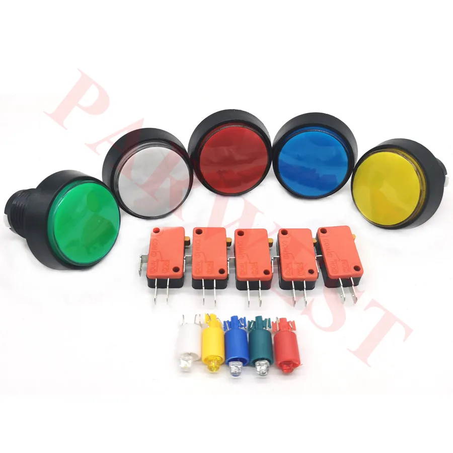 10Pcs/Lot 12V 45mm Middle Round illuminated LED push button switch with Black Bevel edge for coin operated arcade game machines