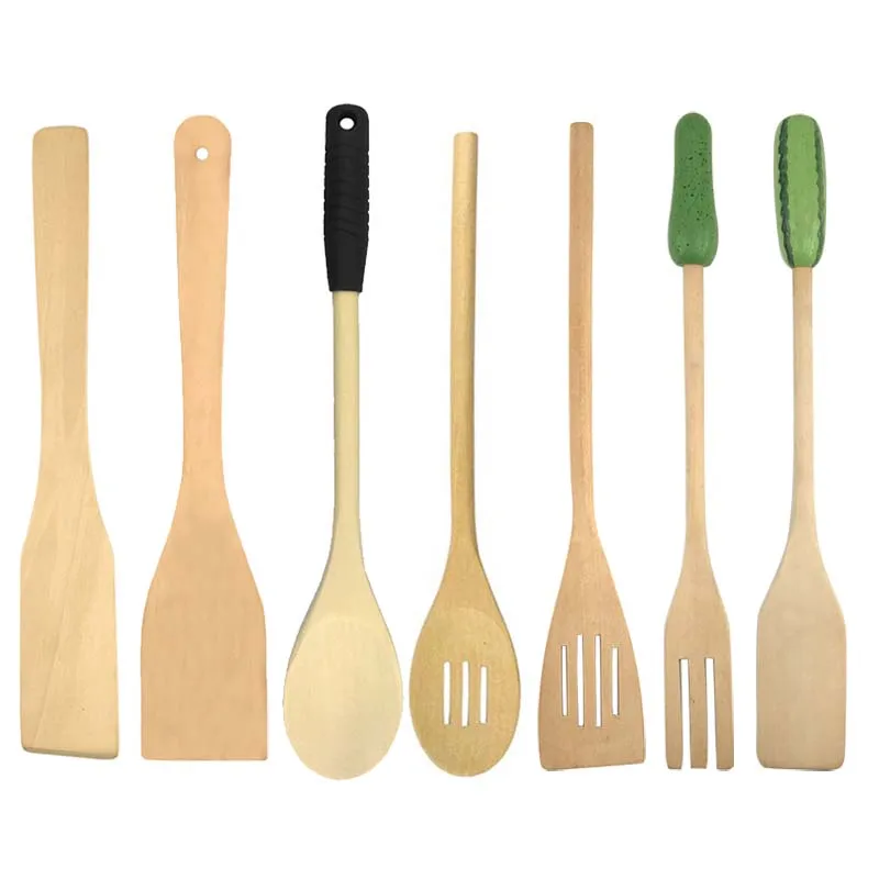 

Wooden Kitchen Utensils Spoon Fork Spatula Cooking Mixing Stirring Kitchen Tool Solid Wood Salad Tool for Wok Frypan