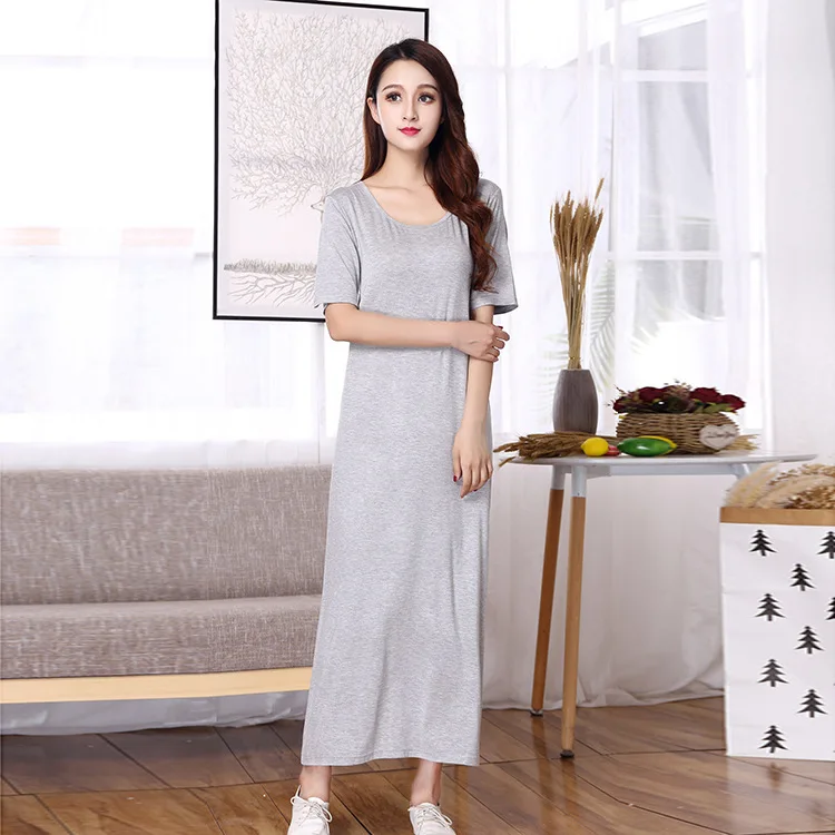 Large Size Fat Mm Sleepwear Loose Thin Base Dress Long Summer Nightgowns Short-Sleeved Modal Nightdress Women Nightshirt 4XL