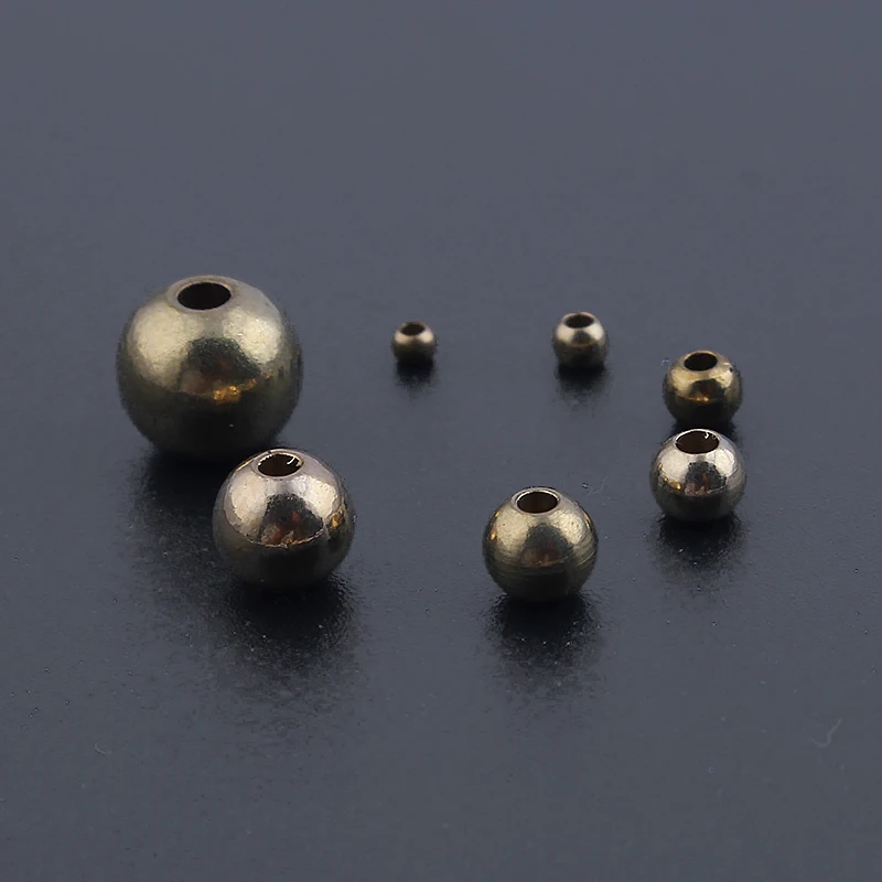 1pack 2/3/4/5/6/8mm Raw Brass Spacer Beads Ball Loose Bead for Charms Bracelets Jewelry Making Components Craft DIY