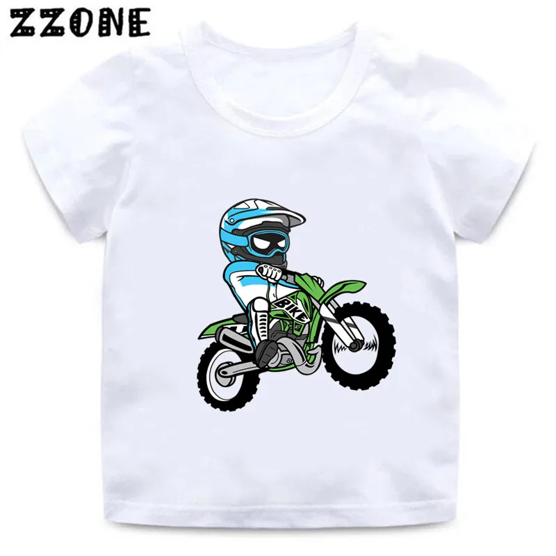 Motorcycle Motocross Print Kids T-Shirt Baby Boys Cartoon Funny T shirt Summer Short Sleeve Children Streetwear Tops Girls Cloth