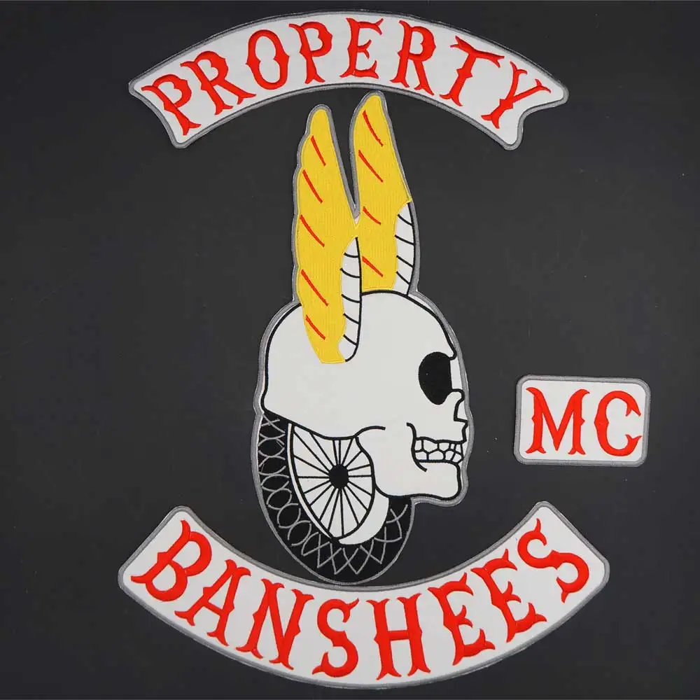 PROPERTY BANSHEES MC Large Motorcycle Locomotive Embroidery Patch Badge Sticker Cloth Leather Jacket Decoration