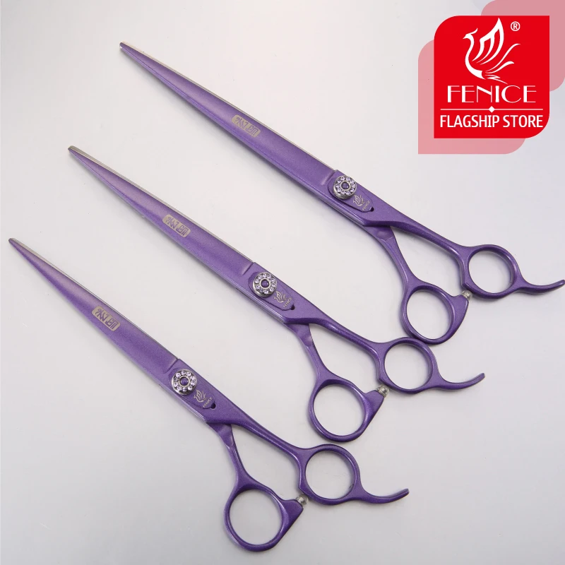 Fenice 7.0/7.5/8.0 inch Violet Professional Grooming Cutting Scissors for Dog Pets JP440C Animal Haircutting Shear