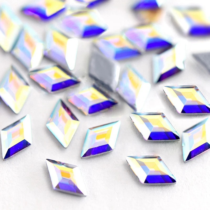 YanRuo-diamantes de imitación de cristal para decoración de uñas, diseño 3D de rombos de 20 piezas, Multicolor, con reverso plano, accesorios de