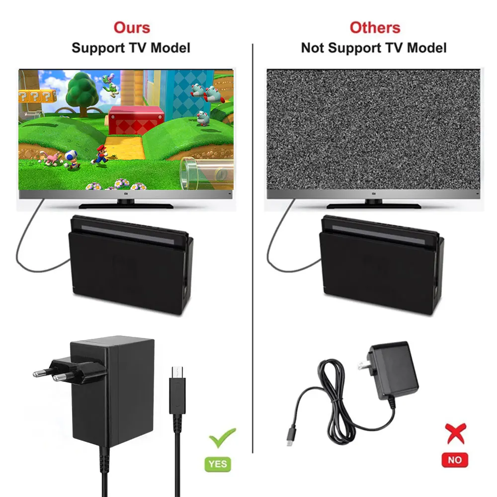 Caricabatterie originale per caricabatterie Nintendo Switch caricabatterie rapido da viaggio adattatore di alimentazione da parete modalità TV caricabatterie 5ft 1.5m PD per NS Lite