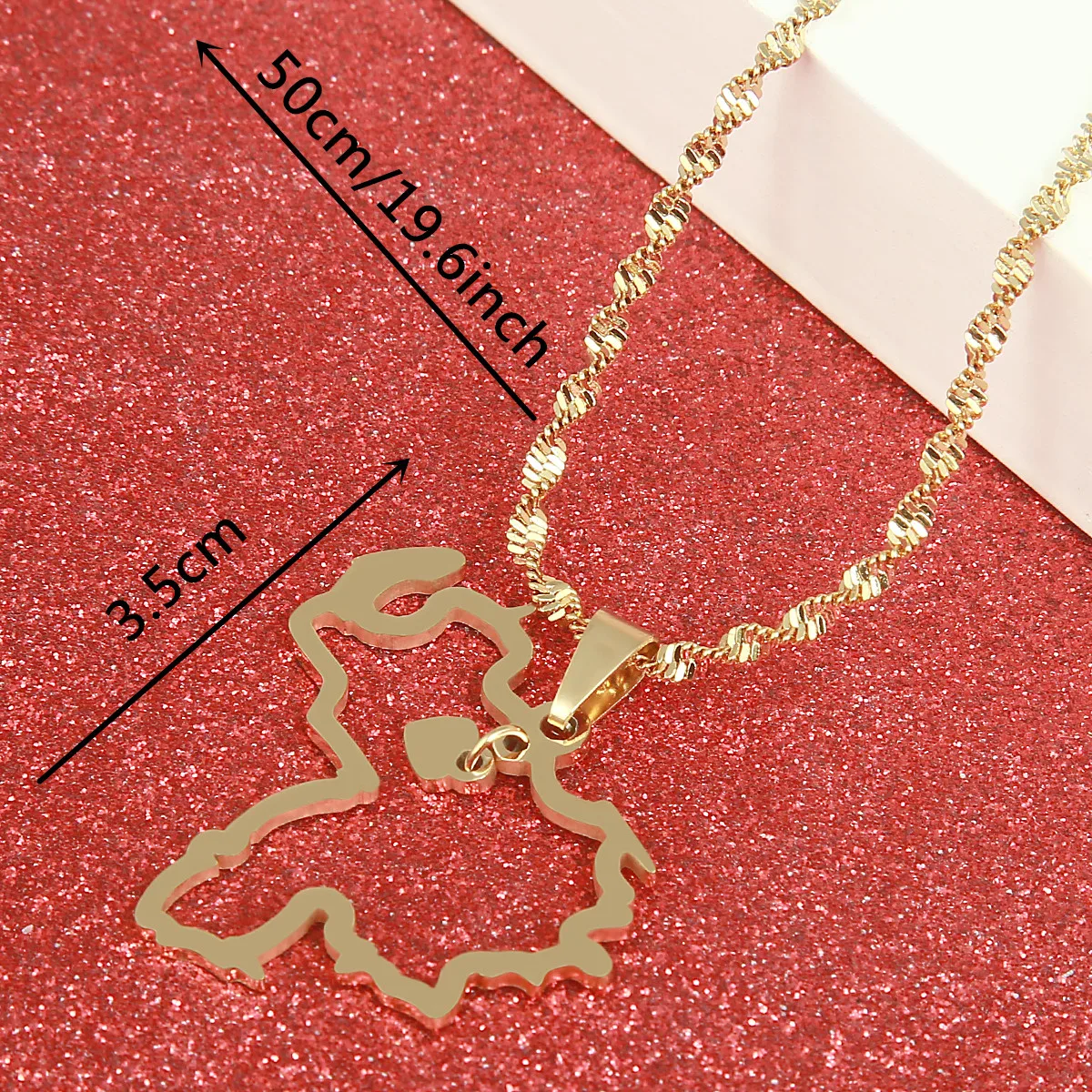 Gold Plated Heart Pendant Stainless Steel Venezuela Map Necklace Country Venezuelan Simple Chain Jewelry