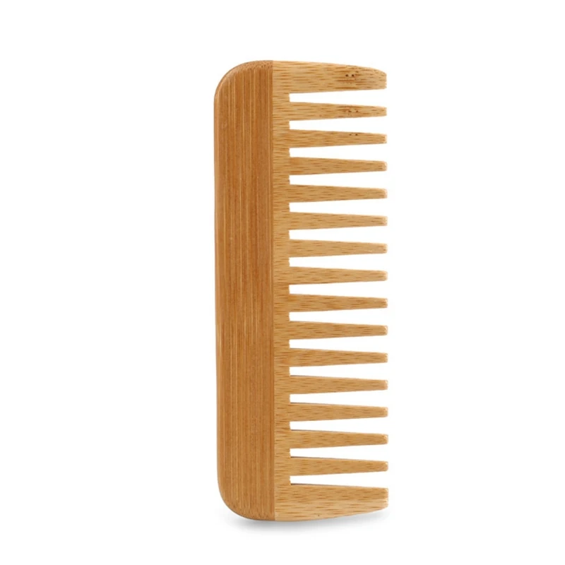  Natural Bamboo Wide Tooth Comb Detangling Combs Anti-Static Curly Hair for Women Men Smoothing Massaging