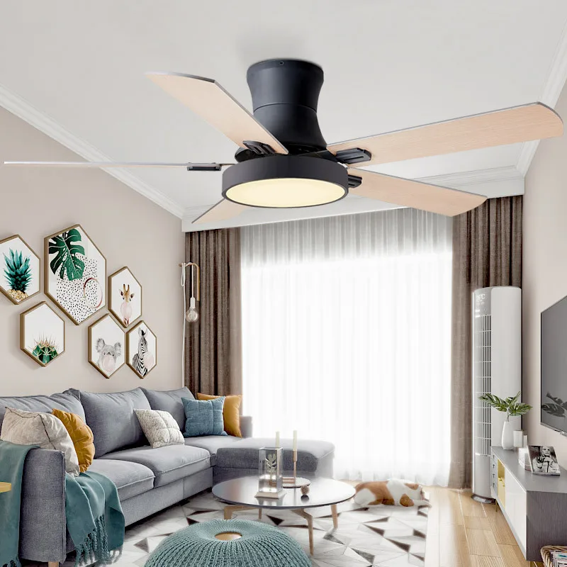 52 inch modern ceiling fan fans with lights remote control ventilator lamp bedroom decor air cooling  five wood blade