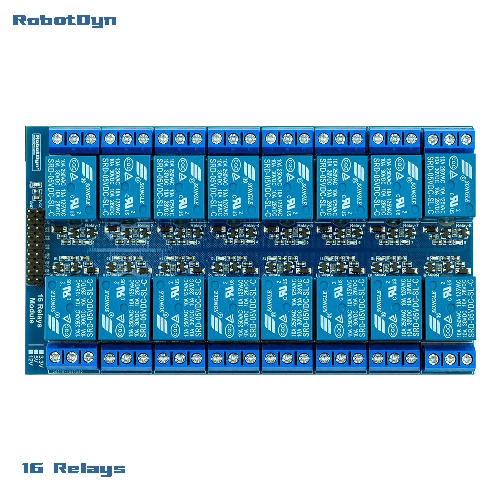 Relay Module 16 Relay for 10A, VCC 3.0V, 5.0V ,12V (3.0V for  RaspbPi/ESP8266/ESP32/STM32) for DIY projects