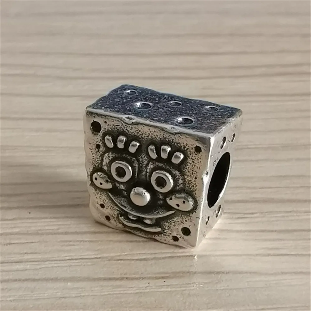 Square Charms Beads Silver 925 Original Beads Fit Original Bracelet Jewelry Vintage Bead for Jewelry Making Beads Pendants