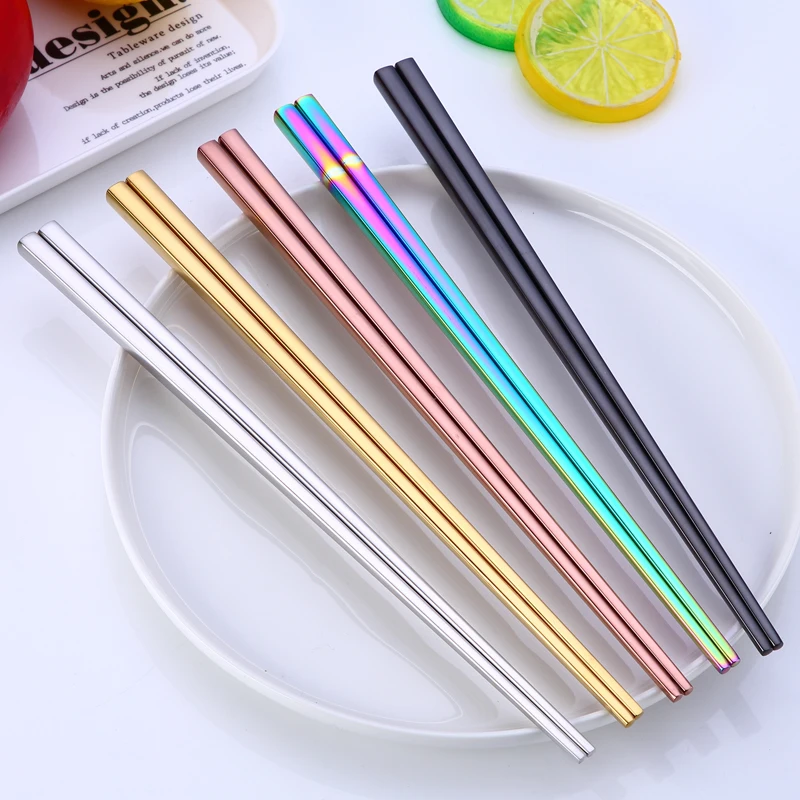 

Spklifey 1 Pair Korean Stainless Steel Chopsticks Laser Engraving Patterns Food Sticks Portable Reusable Chopstick Sushi Hashi