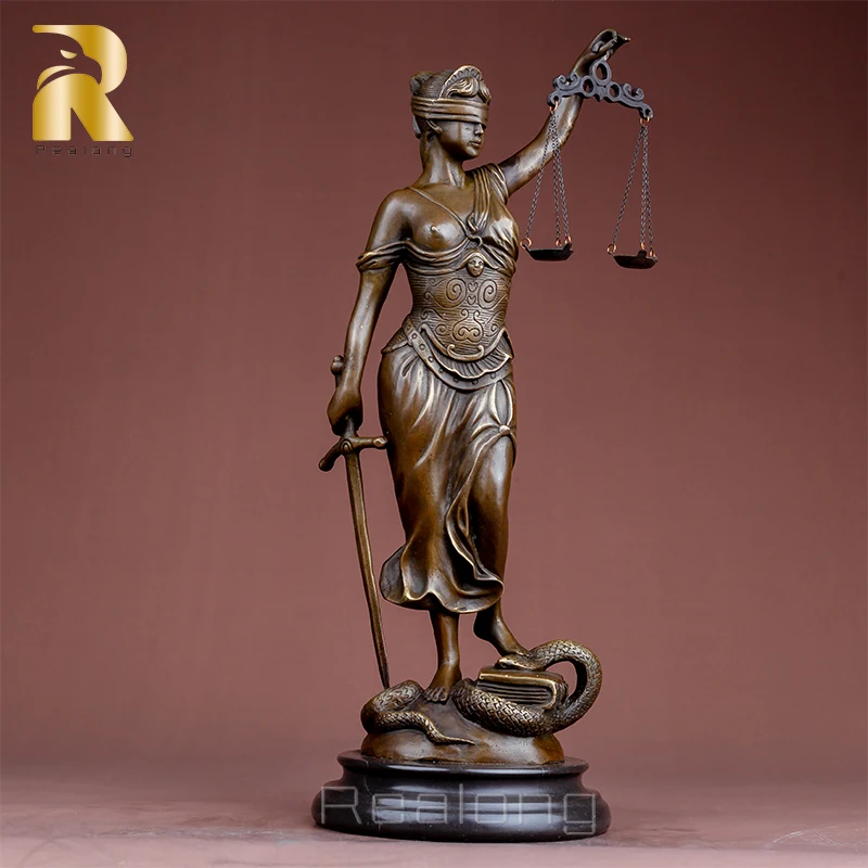 Bronze Lady Justice Statue With Scales Bronze Goddess of Justice Sculpture Mythology Bronze Statues For Home Decor Craft Gifts