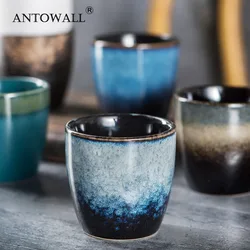 ANTOWALL  Japanese Retro Teacup Ceramic Handmade 150ml Tea Water Cup Wholesales Restaurant Dropshipping Vintage Wine Coffee Cup