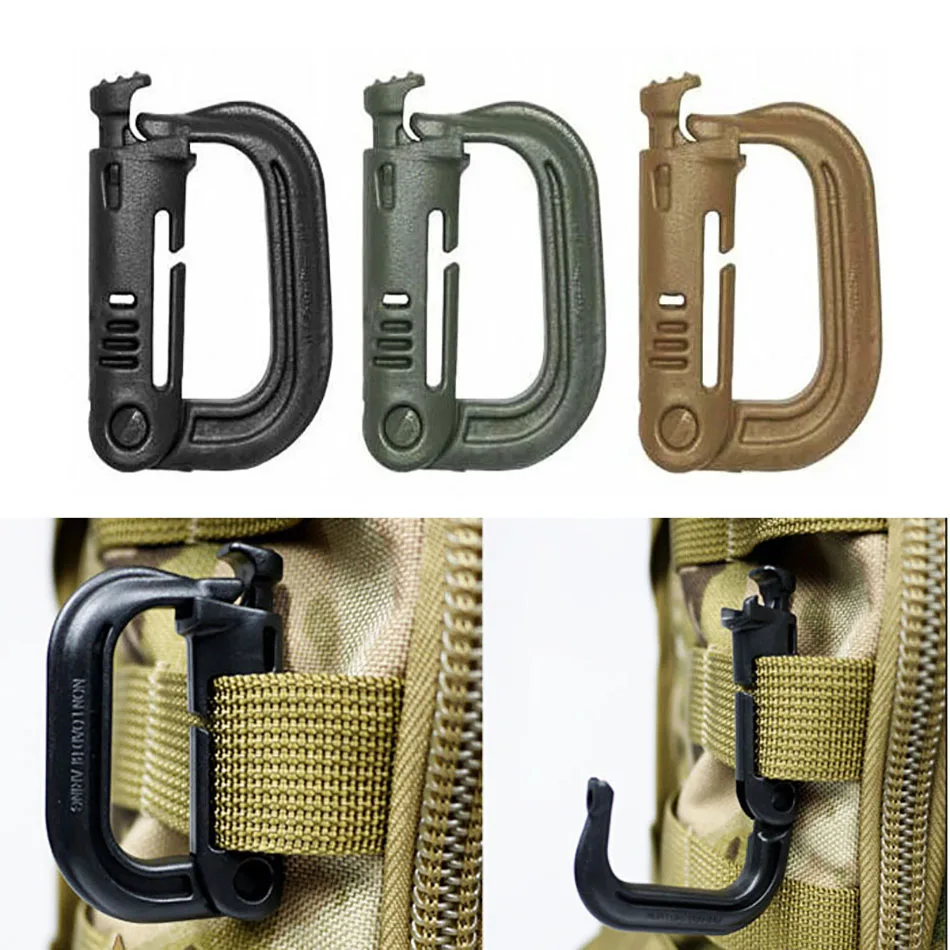 

3PCS Outdoor D Locking Ring Backpack Molle Carabiner Clip Snap Type Ring Buckle Carabiner Keychain fastener Bag Keyring buckle