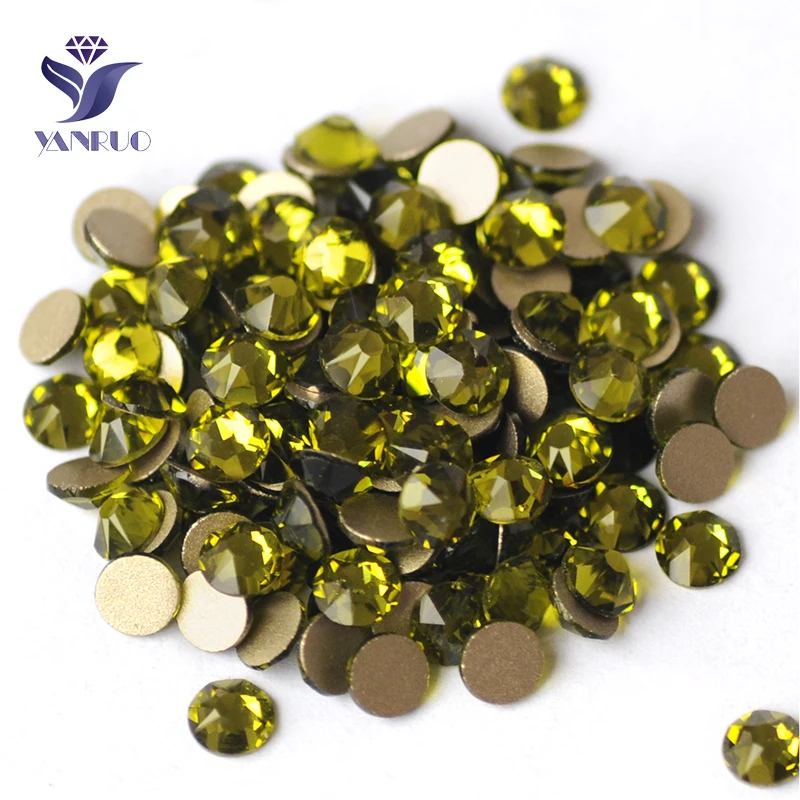 YANRUO 2088NoHF All Sizes Olivine Flat Back Non Hotfix Strass DIY Glass Crystal Rhinestones Cold Fixation Stick On Nails