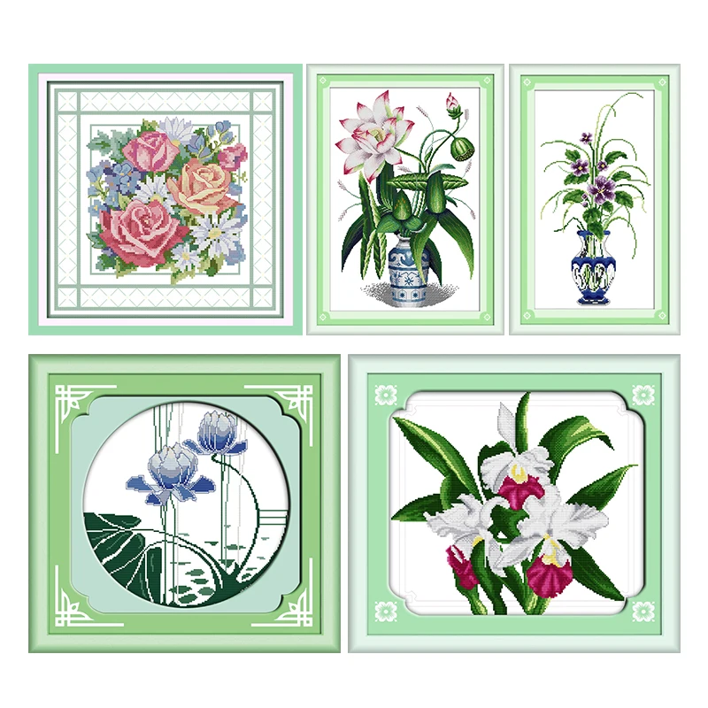 Joy Sunday Embroidery Cross Stitch Kit Burst Into Bloom Stamped Aida 11CT 14CT Printed Counted Pattern Folk Crafts