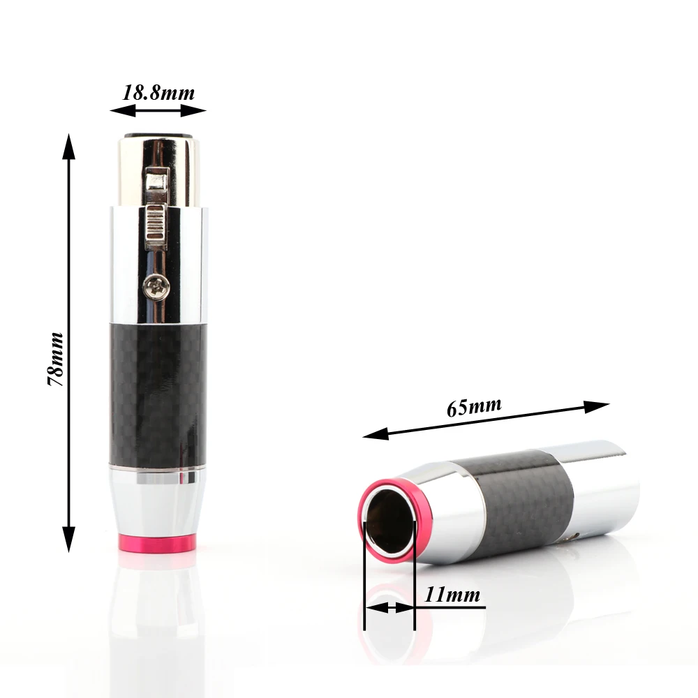 Hallo-end XLR Stecker Silber Überzogene Carbon Faser Audio XLR Stecker Weibliche Stecker Für 11mm DIY Interconnect kabel – Detail 3