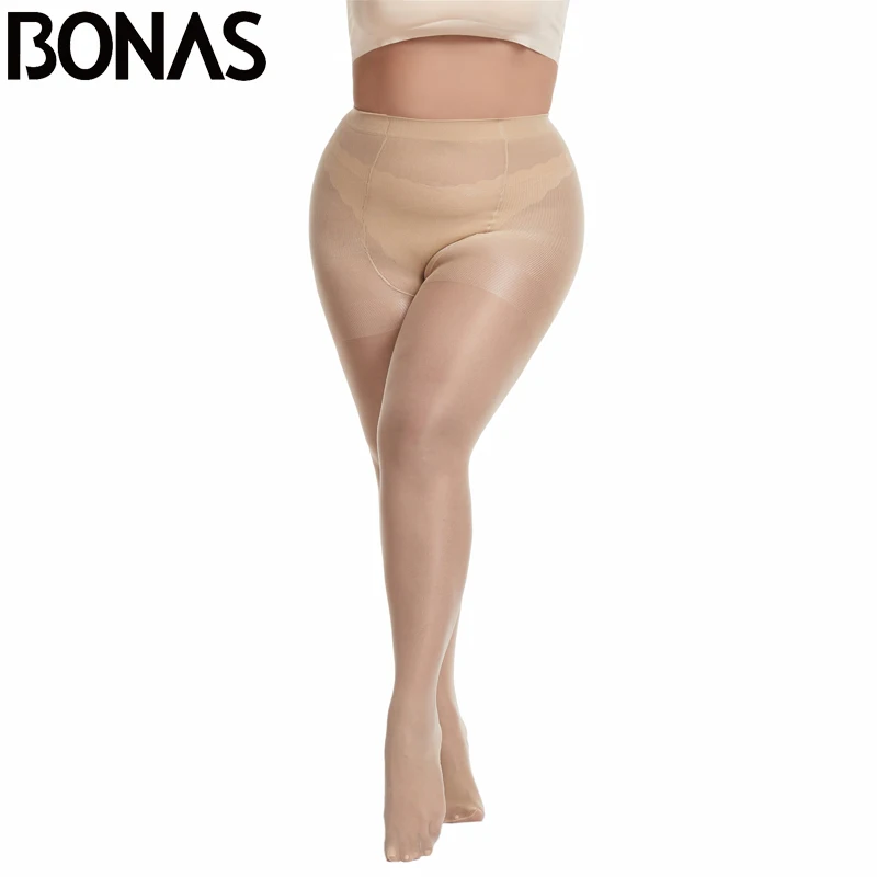 BONAS 40D Sexy Breathable Tights Women High waist Sun Protection Pantyhose T crotch Nylon Tights Stretchy Slim Stockings Female