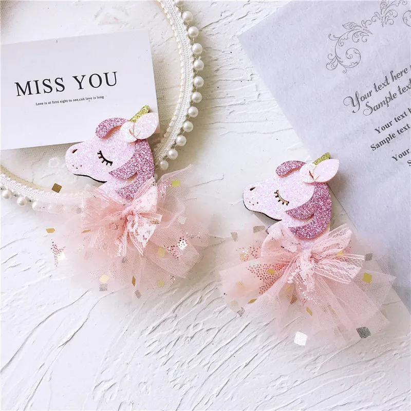 10*8cm 5pcs/lot Beauty unicorn mesh skirt for hair clip accessories and baby sock appliques