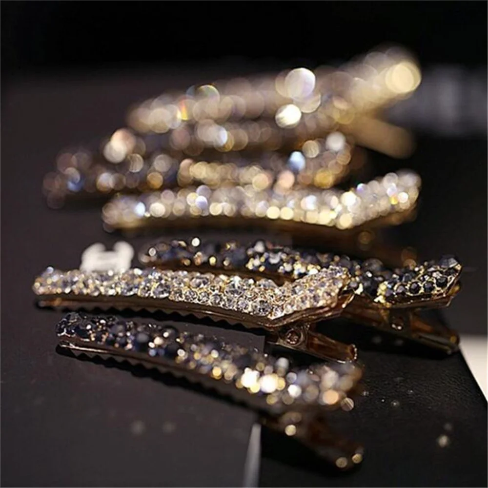 Moda donna fermagli per capelli lega di cristallo forcine Barrettes ragazze eleganti fermagli per capelli accessori per capelli strass strumenti per lo Styling dei capelli