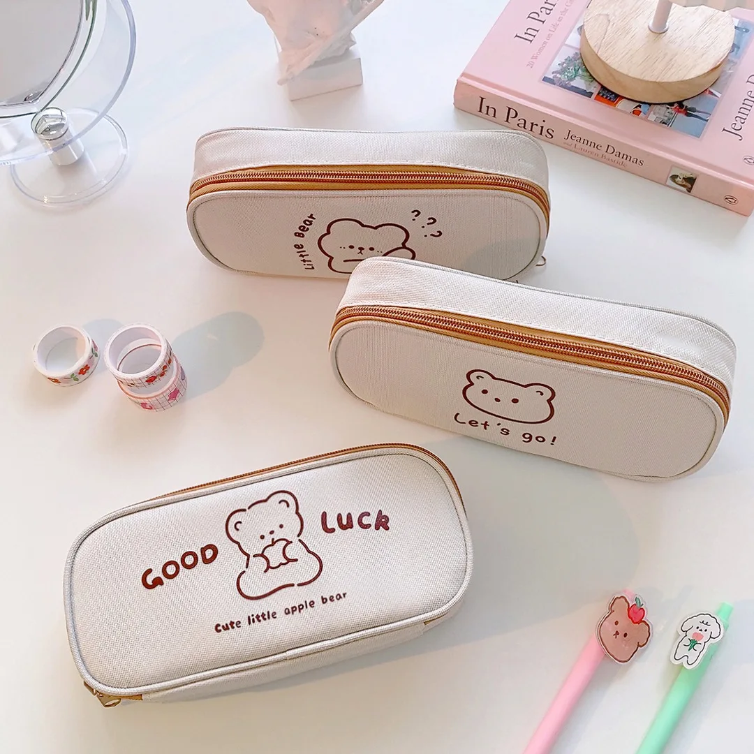 Cartoon Pencil Case Oxford Cloth Large-Capacity Student Simple INS Wind And Dirt Resistant Girl Heart Stationery Bag