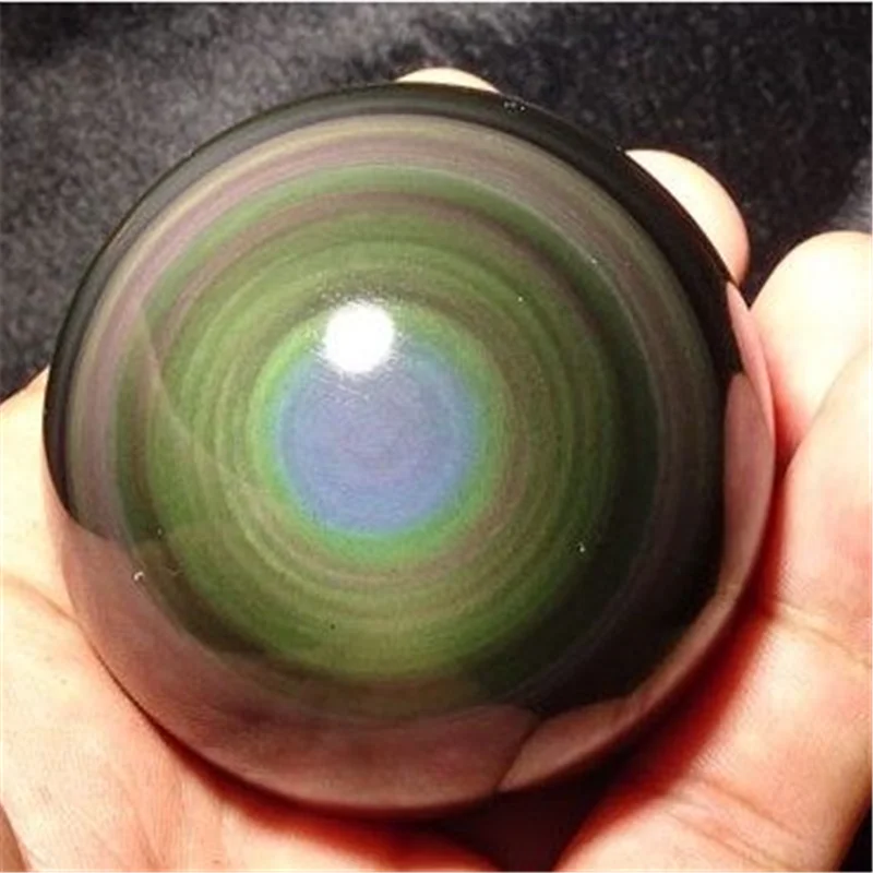 RAINBOW !! NATURAL Cats Eye Obsidian QUARTZ CRYSTAL Sphere Ball RARE