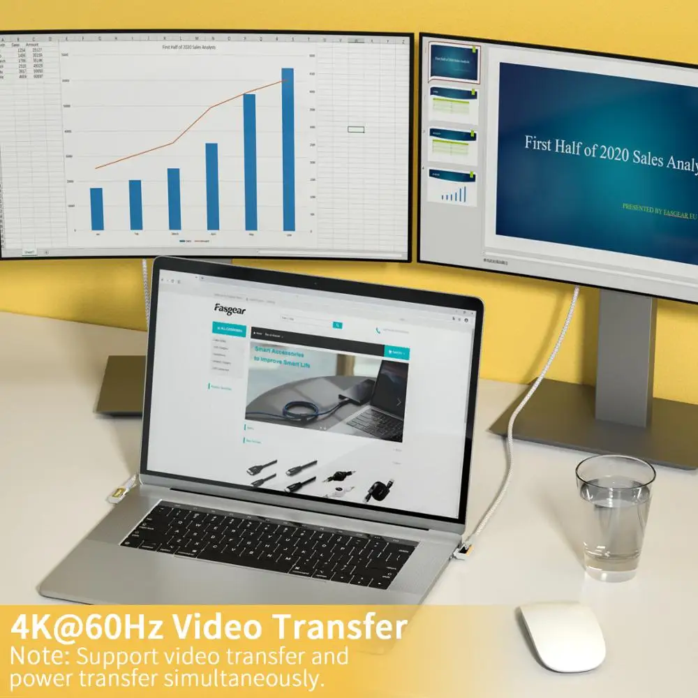 Fasgear USB C Type C Cable Wire For Xiaomi Mobile Phone For MacBook Accessory PD 100W 10Gbps 5A Fast Charging USB-C Charger 3M