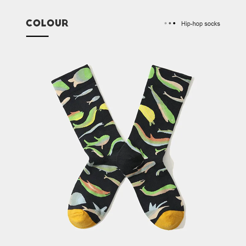 Women's Socks French Style Combed Cotton Colorful Socks Artistic Abstract Pattern Street Hip Hop Skateboard Funny Happy Socks