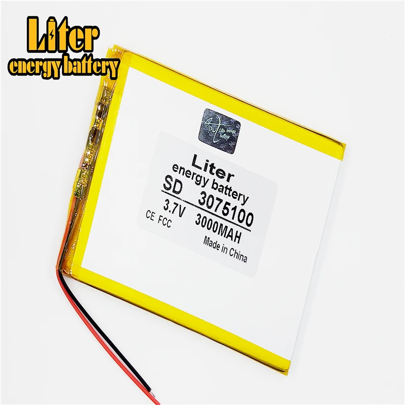 

Size 3075100 3.7V 3000mah Lithium Tablet polymer battery For Tablet PCs PDA Digital Products