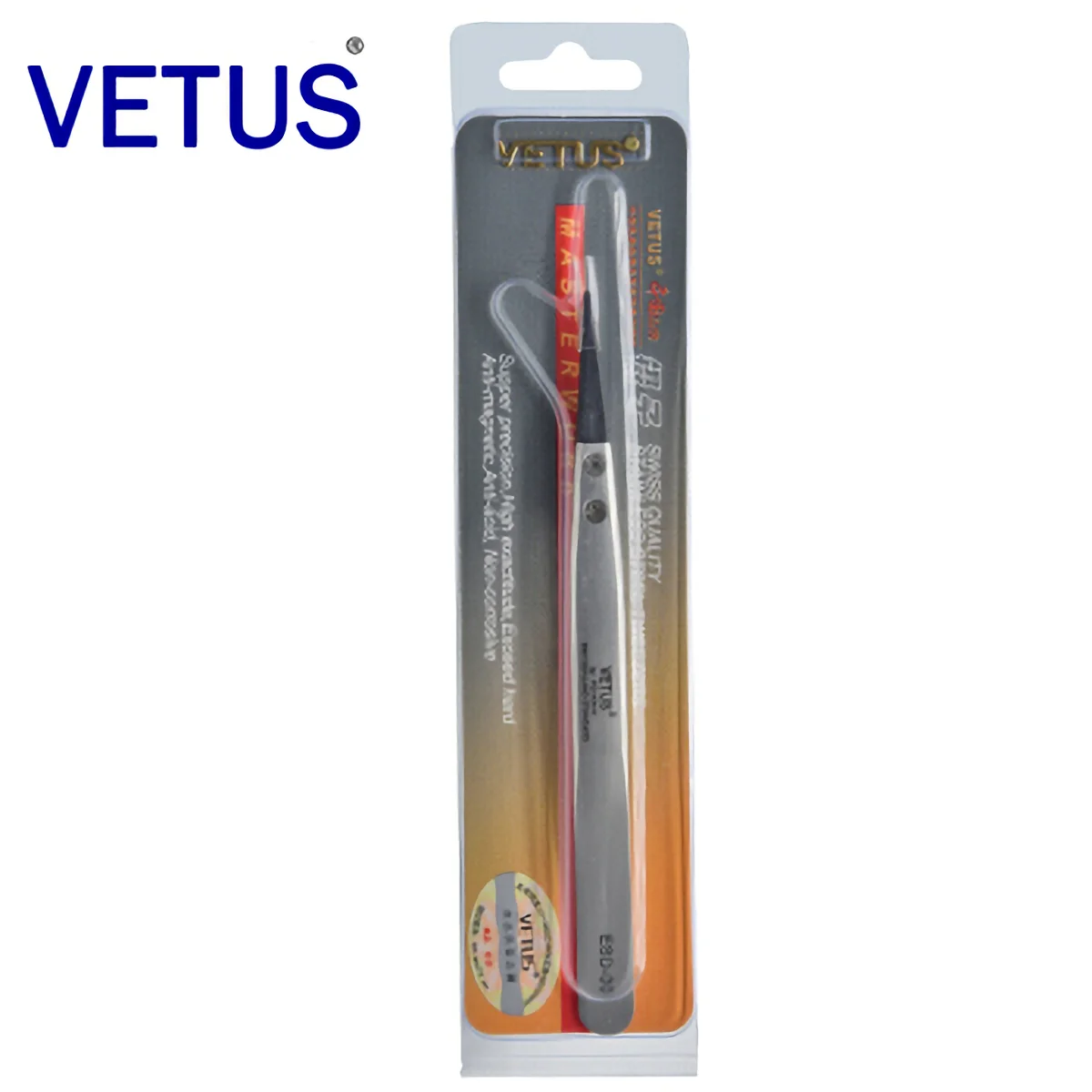 VETUS ESD-00 Interchangeable Head Anti-static Tweezers Stainless Steel Body Anti-static Carbon Fiber Conductive Plastic Head