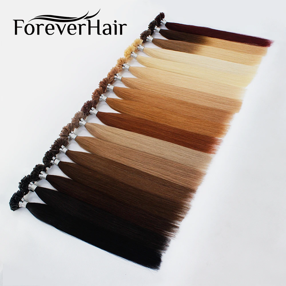 FOREVER HAIR 0.8g/s Nail U Tip Remy Pre Bonded Human Hair Extension Silky Straight Professional Salon Fusion Colorful Hair Style