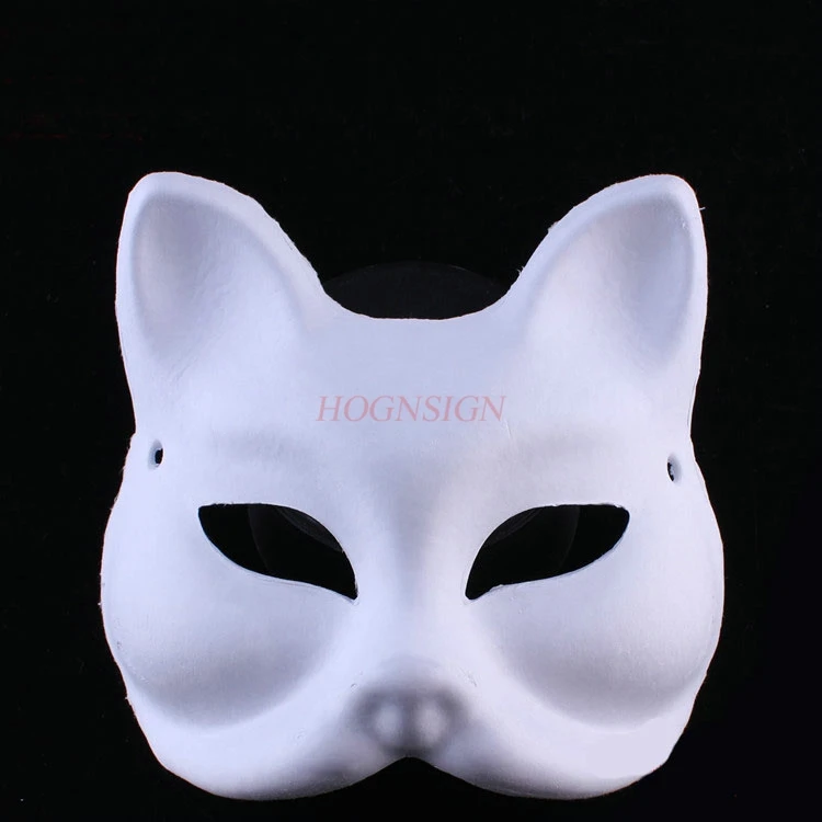 Blank Hand Painted Fox Mask Child Drawing Material Kindergarten Painting White Embryo White Mold Pulp Mask