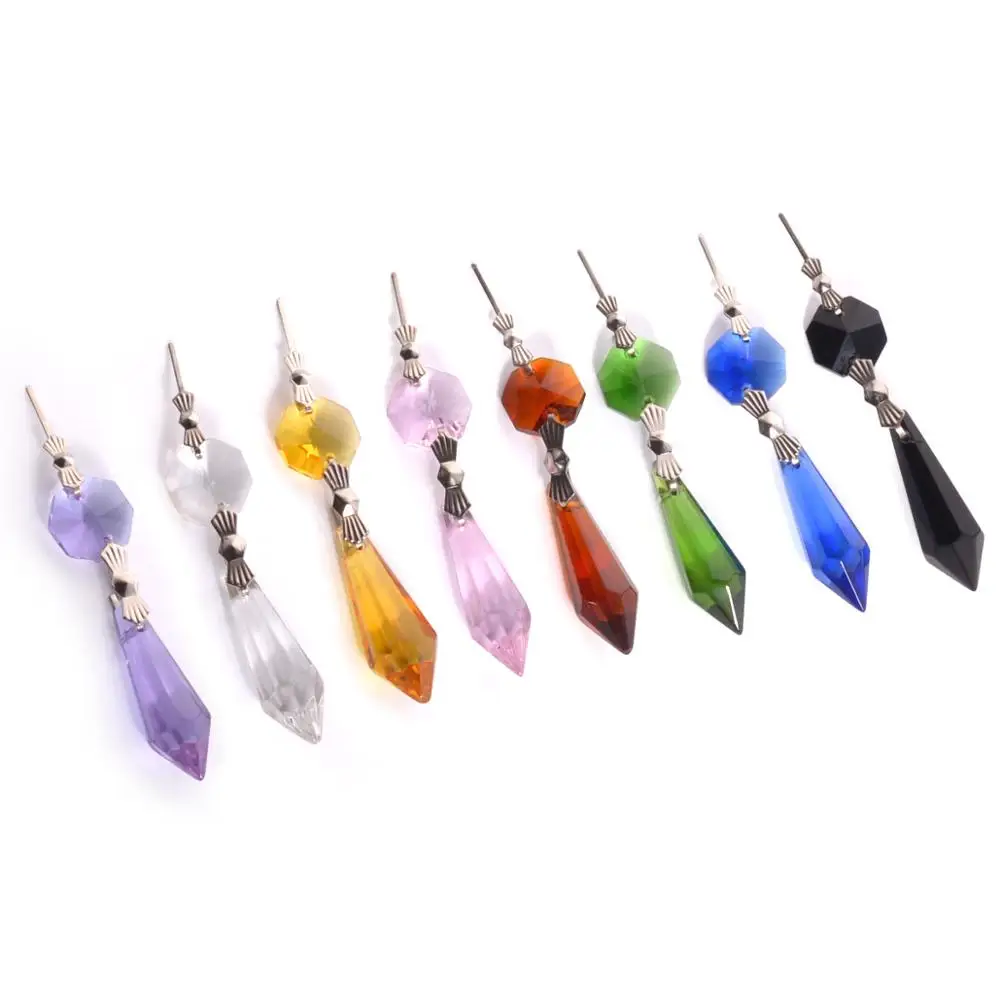 Camal 5PCS 38mm Drops Pendants Bowtie Pins Crystal Lamp Chandelier Prisms Parts Hanging Home Decor Lighting Accessories Party