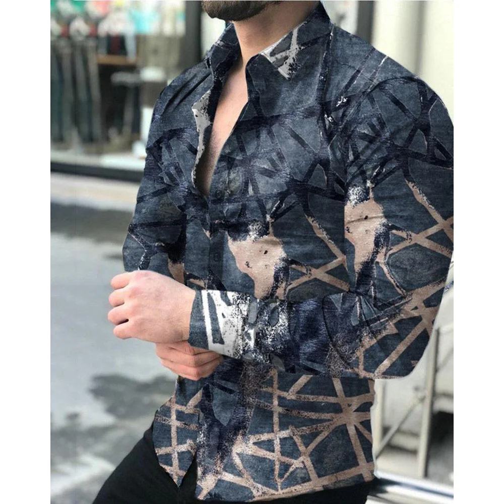 Branches Butterfly Abstract Pattern 3D All Over Printed Hawaiian Casual Button Up Dress Shirts Full Sleeve Streetwear Men Cloth