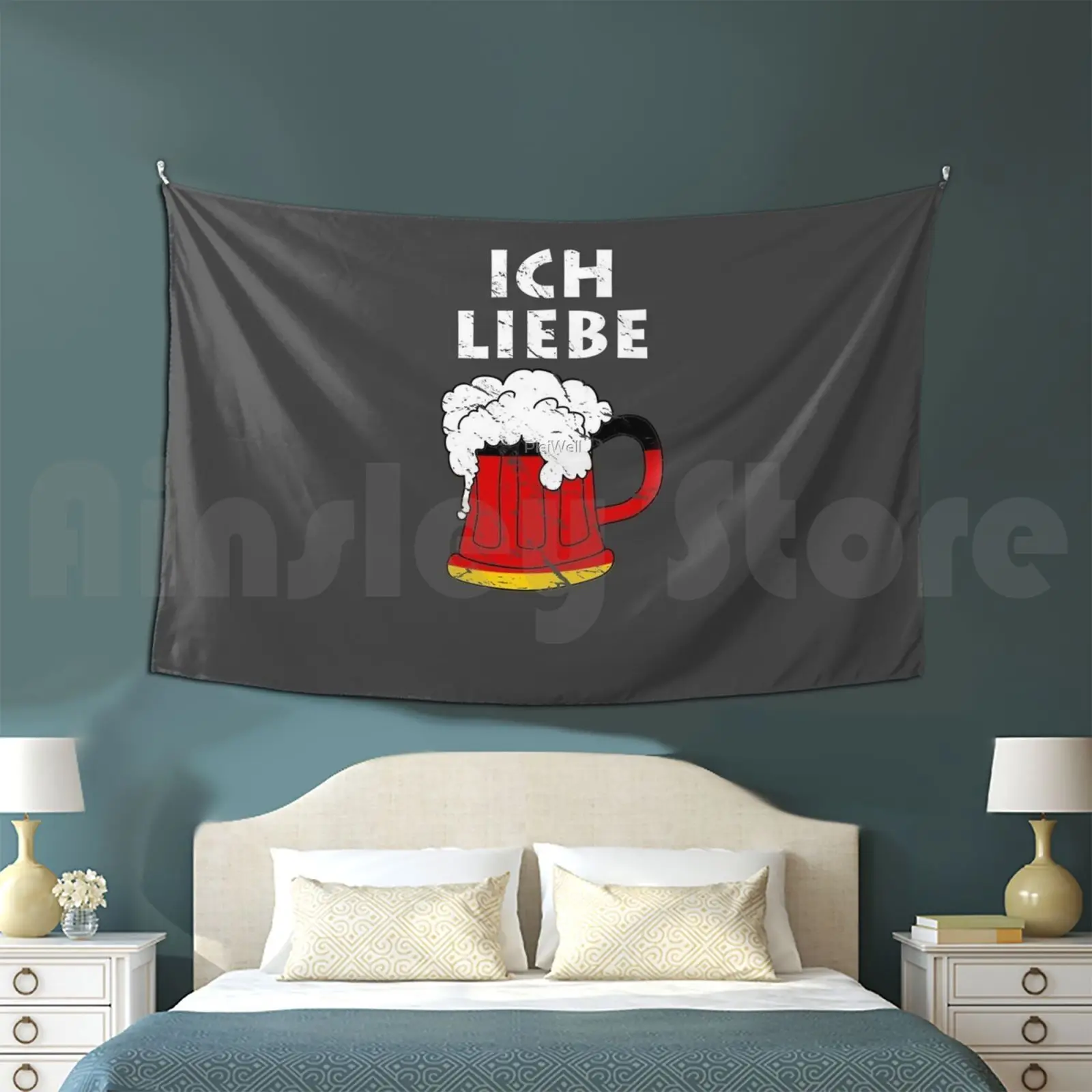 Ich Liebe Bier Proud German Beer Lovers Germany Flag Tapestry Background Wall Hanging German Germany Deutschland