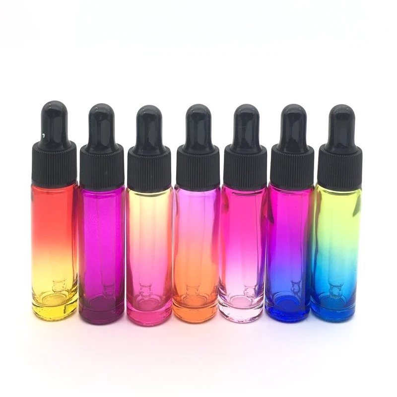 Botella de Pipeta con cuentagotas de vidrio puro, botella de pipeta de 10ml, frasco de tubos Mini para muestra de Perfume y aceite esencial, 5 uds.