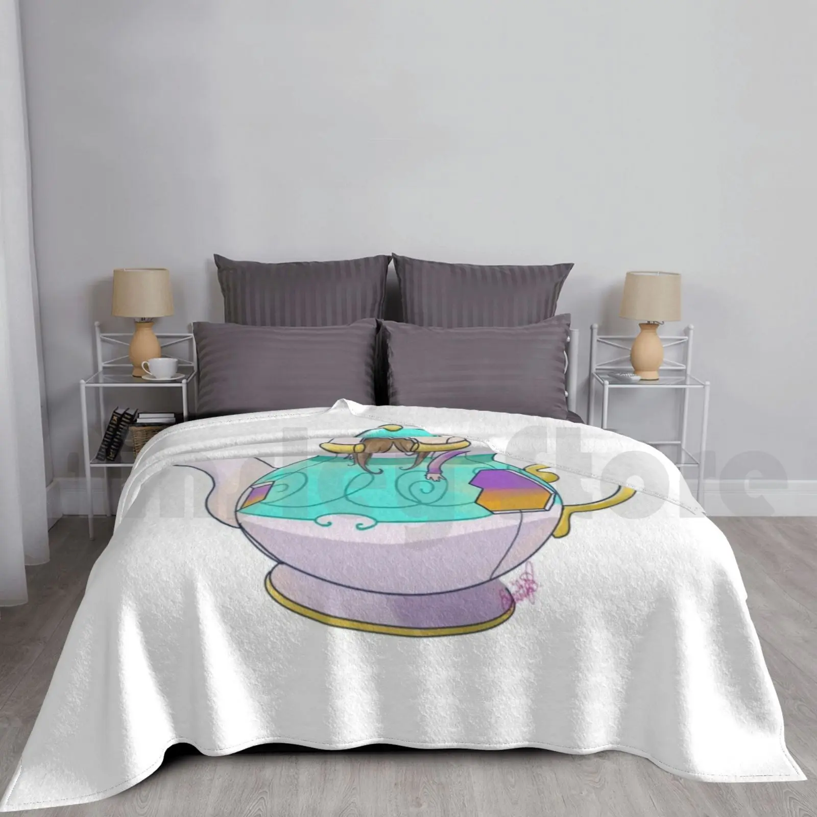 Polteaghost Blanket Fashion Custom Poltergeist Ghost Poke Mon Fan Art Haunted Mansion Tea Teapot